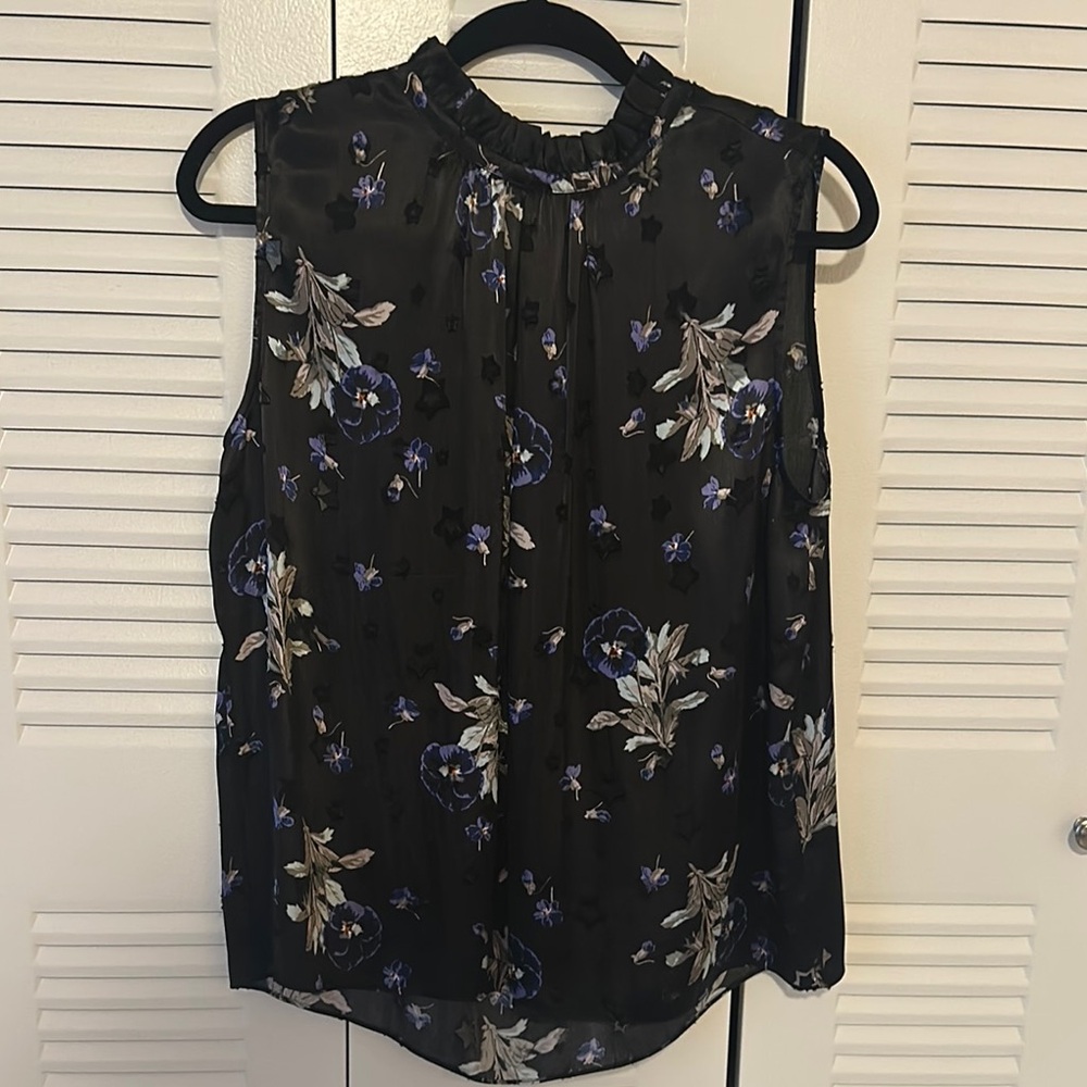Rebecca Taylor Floral Black Sleeveless Top
